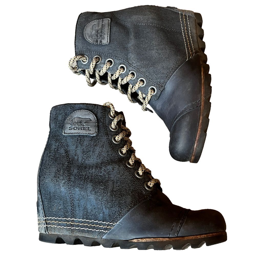 Sorel Joan of Arctic Wedge PDX Waterproof Ankle Dark Blue Boot Women 6.5 EU 37.5